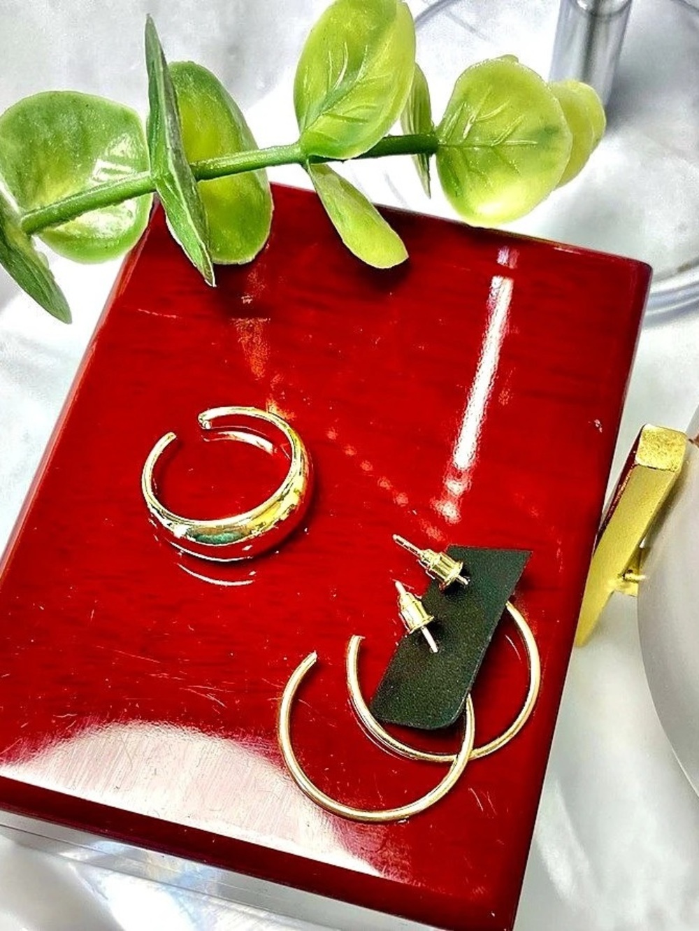 NIB Gold-Tone Hoop Earrings W/ Adjustable Bobble Ring